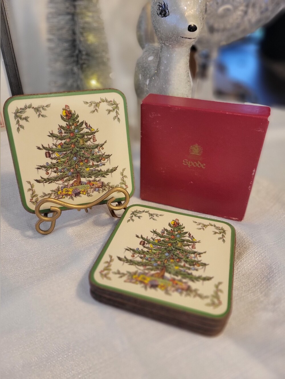 Spode Vintage Christmas Tree Coaster Set